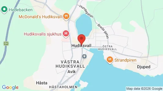 Restauranglokaler till försäljning i Hudiksvall - kort over placeringen